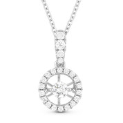 0.25ct Floating Round Brilliant Cut Diamond & Halo Pendant & Chain Necklace in 14k White Gold - AM-DN4636