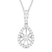 0.24ct Floating Round Brilliant Cut Diamond & Halo Pendant & Chain Necklace in 14k White Gold - AM-DN4638