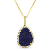 3.59ct Blue Lapis & Diamond Halo Pendant & Chain Necklace in 14k Yellow Gold - AM-DN4640