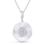 0.07ct Round Cut Diamond Circle Pendant & Cable Chain in 14k White Gold - AM-DN3870