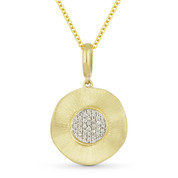 0.07ct Round Cut Diamond Circle Pendant & Cable Chain in 14k Yellow Gold - AM-DN3871
