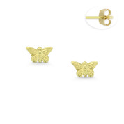 Butterfly Charm Stamping Children's Stud Earrings with Push-Back Posts in 14k Yellow Gold - BD-ES011-14Y