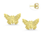 Butterfly Charm Stamping Stud Earrings with Push-Back Posts in 14k Yellow Gold - BD-ES013-14Y