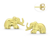 Elephant Couple Love Charm Stamping Stud Earrings w/ Push-Backs in 14k Yellow Gold - BD-ES021-14Y