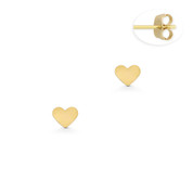 Flat 3x4mm Heart Charm Stud Earrings with Push-Back Posts in 14k Yellow Gold - BD-ES033-14Y
