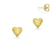 5x5mm D-Cut Pave Heart Charm Stud Earrings with Push-Back Posts in 14k Yellow Gold - BD-ES036-14Y