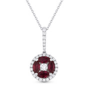 0.88ct Ruby & Diamond Circle Pendant & Chain Necklace in 14k White Gold - AM-DN4256