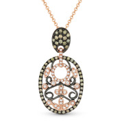 0.40ct Brown & White Diamond Pave Pendant & Chain Necklace in 14k Rose & Black Gold - AM-DN4372