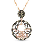 0.47ct Brown & White Diamond Pave Pendant & Chain Necklace in 14k Rose & Black Gold - AM-DN4374