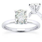 Oval Brilliant Cut Charles & Colvard Moissanite 4-Prong Solitaire Engagement Ring in 14k White Gold - US-SR8136-MS-14W