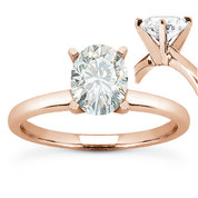 Oval Cut Forever Brilliant® Moissanite 4-Prong Solitaire Engagement Ring in 14k Rose Gold - US-SR8136-FB-14R