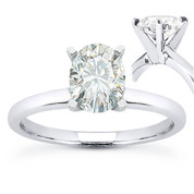 Oval Cut Forever Brilliant® Moissanite 4-Prong Solitaire Engagement Ring in 14k White Gold - US-SR8136-FB-14W