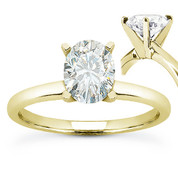 Oval Cut Forever ONE® D-E-F Moissanite Classic 4-Prong Solitaire Engagement Ring in 14k Yellow Gold - US-SR8136-FO-14Y