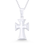 Medieval Cross Pattée / Formée Hollow Pendant w/ Chain Necklace in .925 Sterling Silver - ST-CP024-SLP