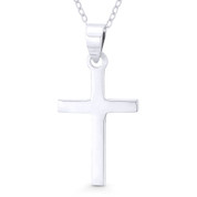 Flat Latin Crucifix Christian Cross Pendant w/ Chain Necklace in .925 Sterling Silver - ST-CP030-SLP