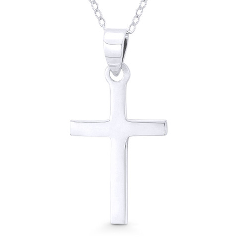 Flat Latin Crucifix Christian Cross Pendant w/ Chain Necklace in .925 ...