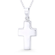 Hollow-Cast Latin Cross Christian Crucifix Pendant w/ Chain Necklace in .925 Sterling Silver - ST-CP031-SLP