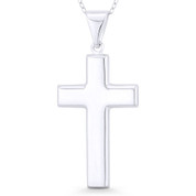 Hollow-Cast Latin Cross Christian Crucifix Pendant w/ Chain Necklace in .925 Sterling Silver - ST-CP034-SLP