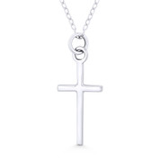 Thin Latin Crucifix Christian Cross Pendant w/ Chain Necklace in Oxidized .925 Sterling Silver - ST-CP036-SLP