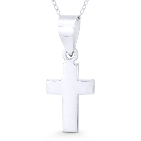 Flat Latin Crucifix Christian Cross Pendant w/ Chain Necklace in .925 ...