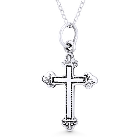 Budded / Botonée Cathedral Cross Christian Pendant w/ Chain Necklace in ...