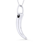 Italian Horn Corno Evil Eye Luck Charm Pendant & Chain Necklace in .925 Sterling Silver - ST-FP064-SLO