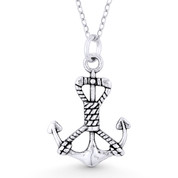 Antique-Finish Sailor's Luck Charm Anchor Pendant & Cable Chain Necklace in Oxidized .925 Sterling Silver - ST-FP065-SLO