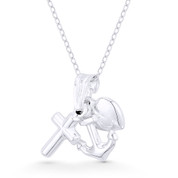 Anchor, Cross, & Heart Charm Pendant & Cable Chain Necklace in Italy .925 Sterling Silver - ST-FP085-SLP