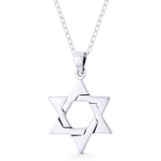 Star of David / Jewish Magen Charm Pendant & Chain Necklace in Oxidized .925 Sterling Silver - ST-JD003-SLO