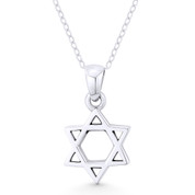 Star of David / Jewish Magen Charm Pendant & Chain Necklace in .925 Sterling Silver - ST-JD005-SLP