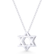 Star of David / Jewish Magen Charm Pendant & Chain Necklace in .925 Sterling Silver - ST-JD006-SLP