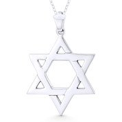 Star of David / Jewish Magen Charm Pendant & Chain Necklace in .925 Sterling Silver - ST-JD010-SLP