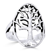 Tree-of-Life Religious Charm Ring in Oxidized .925 Sterling Silver - ST-FR007-SLO
