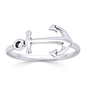 Anchor Sailor's Luck Charm Stackable Ring in .925 Sterling Silver - ST-FR009-SLP