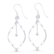 Open Stiletto Swirl & Bead Strand Dangling Hook Earrings in .925 Sterling Silver - ST-DE004-SL