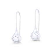 Hollow 1" Polished Tear-Drop / Dangle Hook-Post Earrings in .925 Sterling Silver - ST-DE014-SL