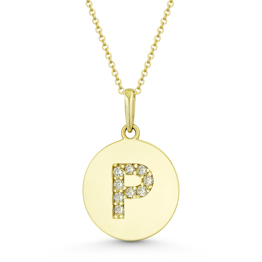 Initial Letter P CZ Crystal 14k Yellow 