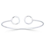 12.5mm Double Circle Open-Cuff Bangle Bracelet in .925 Sterling Silver - ST-BG020-SL