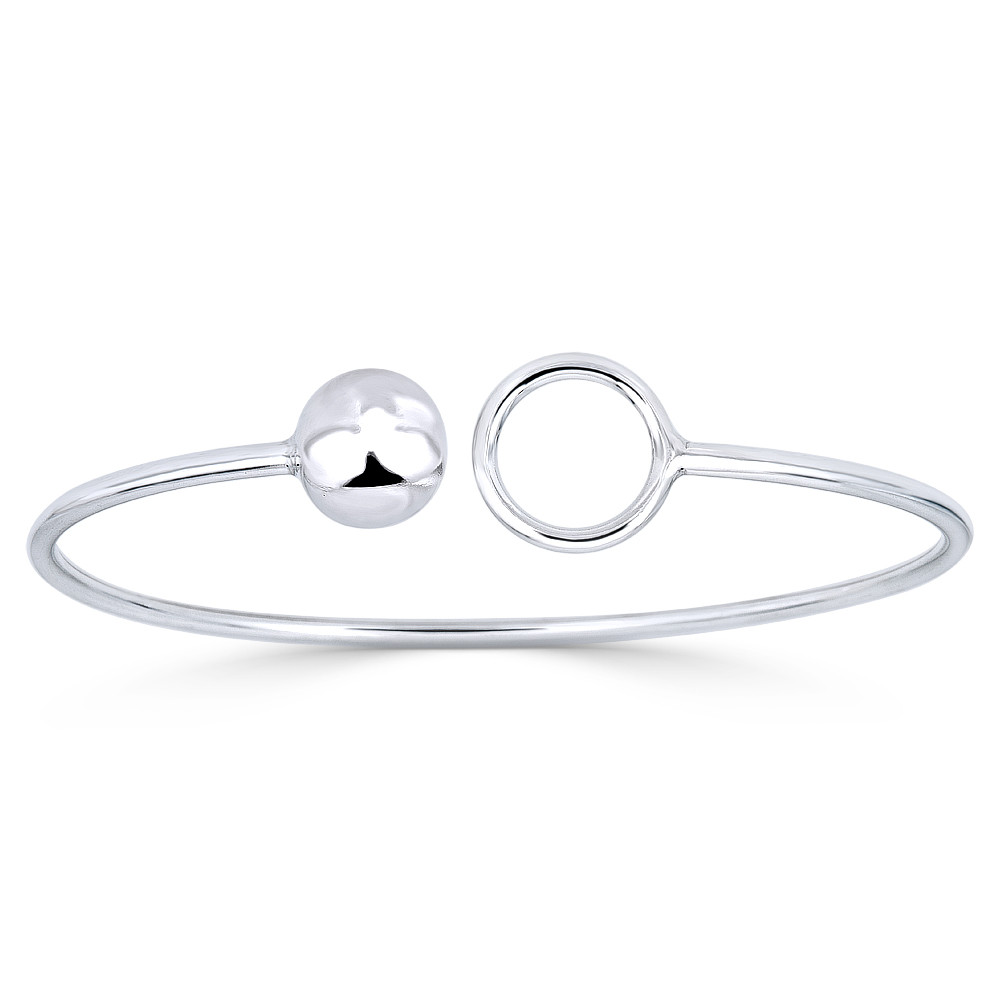 Details about  / Sterling Silver Brushed and Polished Bar and Circle Cuff 2 MM Bangle Bracelet