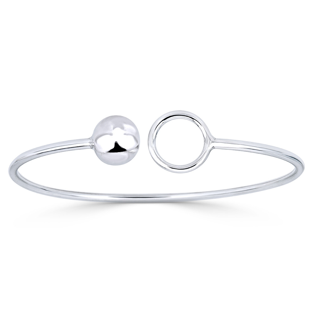 Details about / Sterling Silver Brushed and Polished Bar and Circle Cuff 2 MM Bangle Bracelet