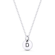 Initial Letter "D" Engraved Tiny 11x8mm (0.4"x0.3") Circle Pendant in .925 Sterling Silver -  ST-IP001-D-SLP
