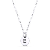 Initial Letter "E" Engraved Tiny 11x8mm (0.4"x0.3") Circle Pendant in .925 Sterling Silver - ST-IP001-E-SLP
