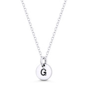 Initial Letter "G" Engraved Tiny 11x8mm (0.4"x0.3") Circle Pendant in .925 Sterling Silver - ST-IP001-G-SLP