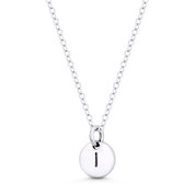 Initial Letter "I" Engraved Tiny 11x8mm (0.4"x0.3") Circle Pendant in .925 Sterling Silver - ST-IP001-I-SLP
