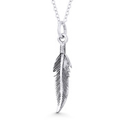 Antique-Finish Eagle's Wing Feather Charm Pendant in Oxidized .925 Sterling Silver -  ST-FP104-SLO
