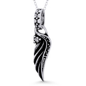Angel's Wing Charm Antique-Finish Oxidized Pendant in .925 Sterling Silver -  ST-FP106-SLO