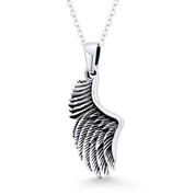 Angel's Wing Charm Antique-Finish Oxidized Pendant in .925 Sterling Silver -  ST-FP108-SLO