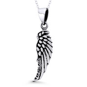 Angel's Wing Charm Antique-Finish Oxidized Pendant in .925 Sterling Silver -  ST-FP109-SLO