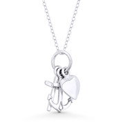 Anchor, Cross, & Heart Charm Stack Pendant in .925 Sterling Silver - ST-FP120-SLP