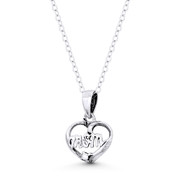 Heart Charm & "Mom" Cursive Script Pendant in .925 Sterling Silver -  ST-FP122-SLO